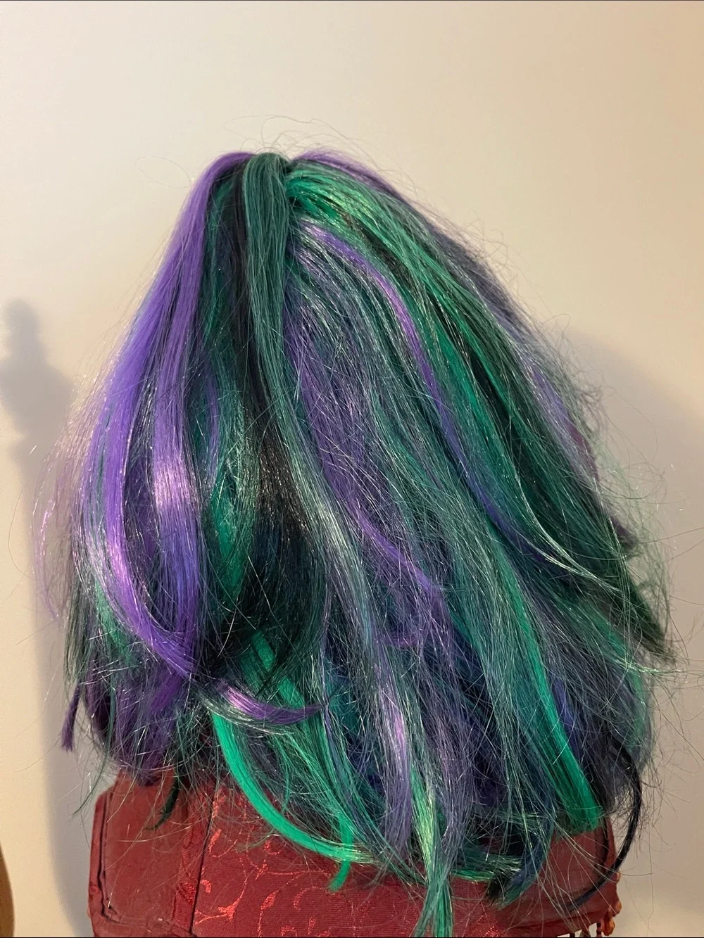 Multi-Color Purple & Green Synthetic Wig for Women
